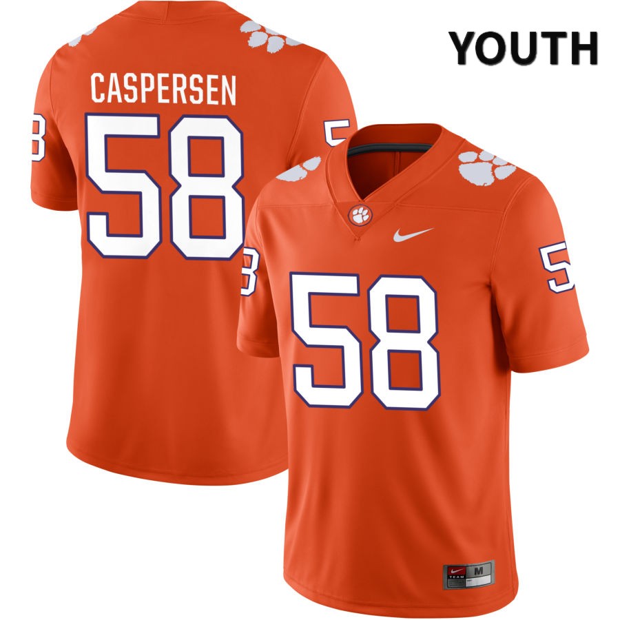 Youth Clemson Tigers Holden Caspersen #58 College Orange NIL 2022 NCAA Authentic Jersey Freeshipping SBG80N8V